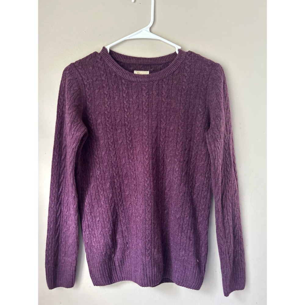 Bass Womens Small Purple Cable‎ Knit Crewneck Pullover Sweater Classic